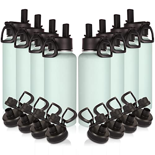 32 oz Insulated Water Bottles Bulk 8 Pack with Straw Lid & Spout Lid (8 Count)