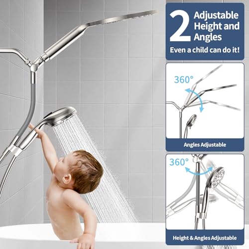 High Pressure Dual Shower Head with Handheld Spray Combo
