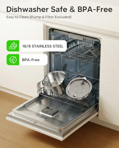 Stainless Steel Cat Water Fountain with 3 Filters