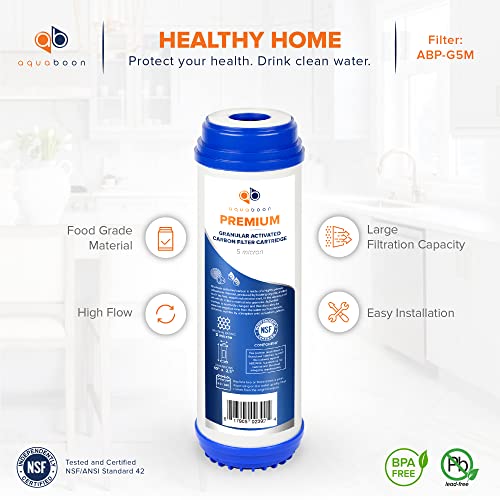 5 Micron 10 x 2.5 Premium Granular Activated Carbon Water Filter Cartridge Replacement (6 Count)