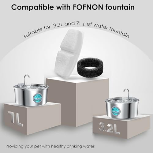 28 Pcs Cat Water Fountain Filters Compatible with FOFNON 3.2L and 7L Prt Water Fountain (28 Count)