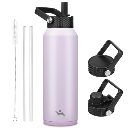 40 oz Insulated Stainless Steel Water Bottle with 3 Lids