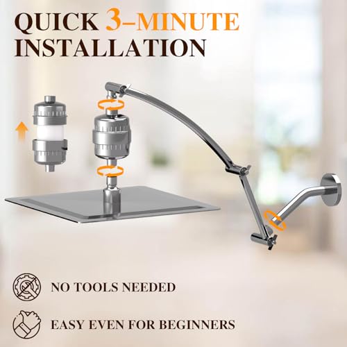 Filtered Shower Head with Adjustable Extension Arm