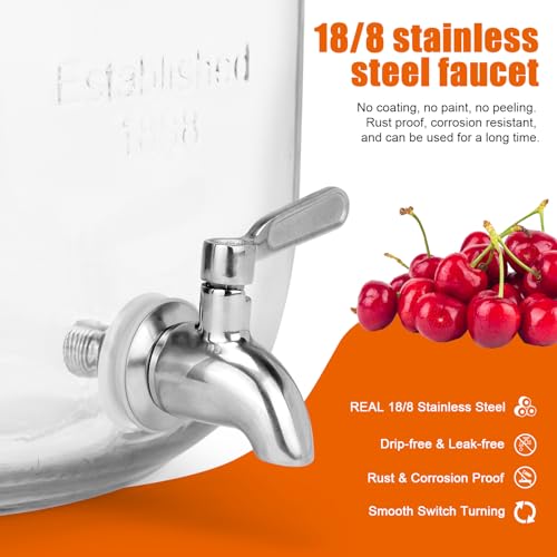 Glass Drink Dispensers For Parties.1.2 Gallon Beverage Dispensers With Stand And Stainless Steel Spigot.Party Drink Dispenser For Punch (2 Count)