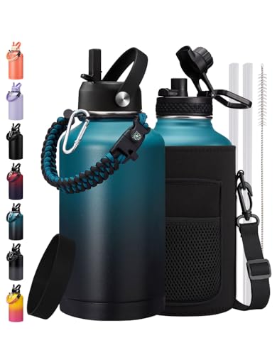 64 oz Water Bottle Stainless Steel Gallon Water Jug (9 Count)