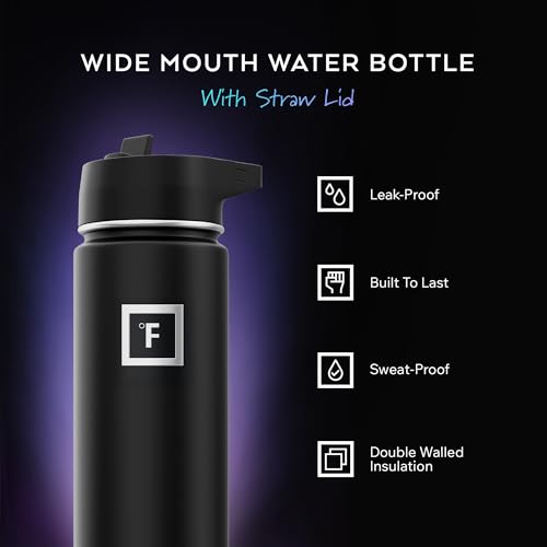 24 oz Wide Mouth Water Bottle with Straw