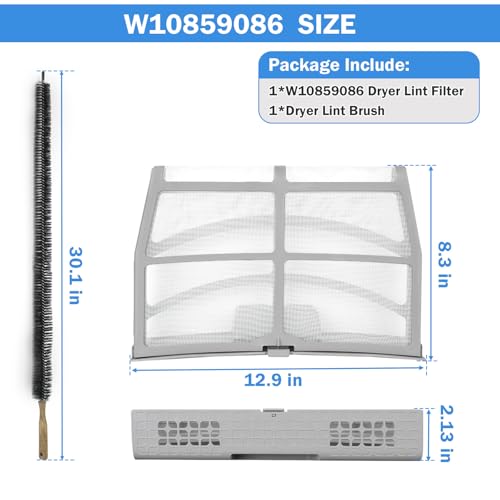 W10859086 Dryer Lint Filter Fit for Whirlpool Maytag MEDB835DW4 MGDB835DW4