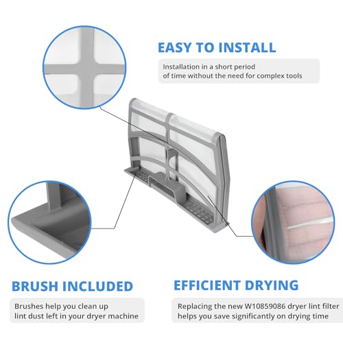 W10859086 Dryer Lint Filter Fit for Whirlpool Maytag MEDB835DW4 MGDB835DW4