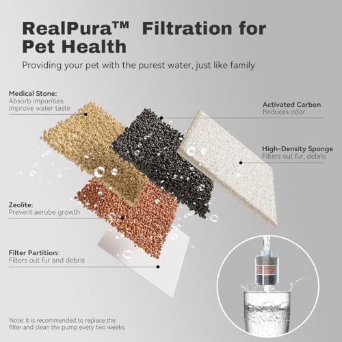 RealPura Filters 6pcs and Filter Sponges 6 Pack Compatible with Automatic Cat Water Fountain (12 Count)