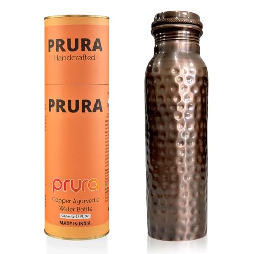 Feather Printed Copper Water Bottle Leak Proof Ayurvedic Drinkware Copper Vessel for Sports