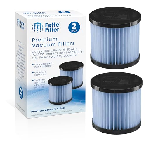 Fette Filter A32RF08 Fine Dust Replacement Filter Compatible With RYOBI 18V ONE+ P3240