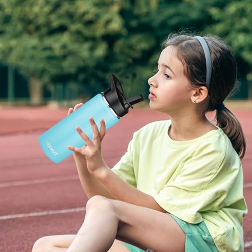 18oz Sports Insulated Water Bottle for School with 2 Lids (18 Count)