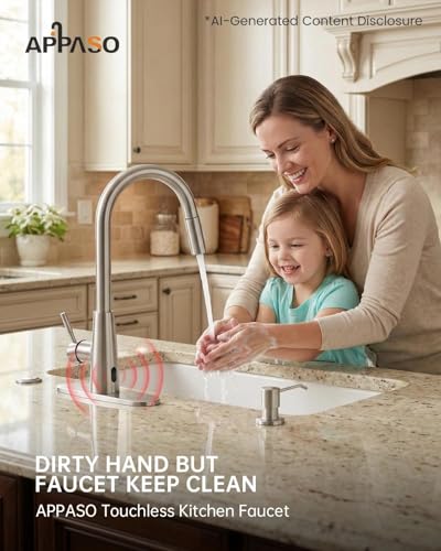 Kitchen Faucet Touchless with Soap Dispenser and Pull Down Sprayer