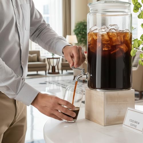 2 Gallon Glass Drink Dispenser with Spout for Parties
