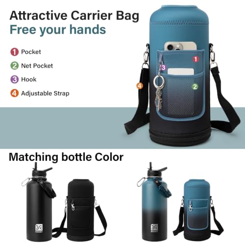 Insulated Water Bottle with Portable Carrier Bag for Outdoor 87 oz