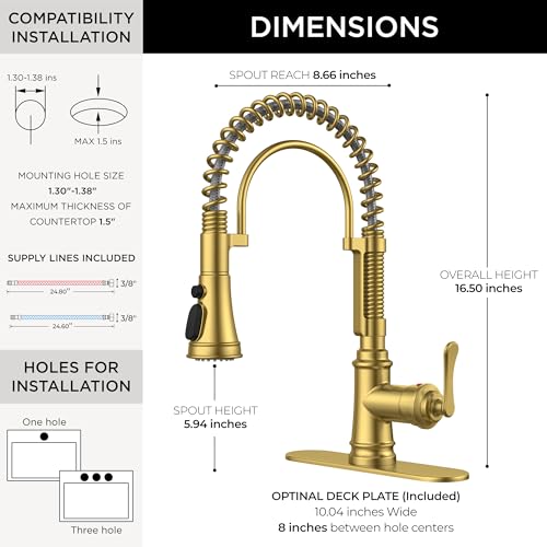 Gold Kitchen Faucet with Pull Down Sprayer