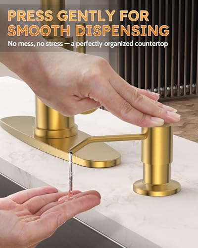 Brushed Gold Kitchen Faucet with Soap Dispenser