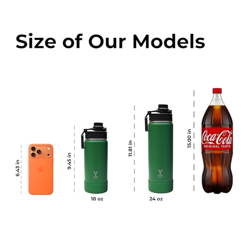 Y TOP 18 oz Insulated Water Bottle Leak Proof Spout Lid Fits in Car Cup Holder