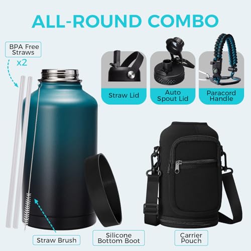 Insulated Water Bottle with Straw (64 Count)
