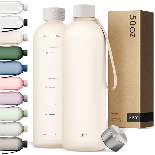 Large Water Bottle 50oz [Lightweight & Shatterproof] Fits Backpack & Cupholder for Travel