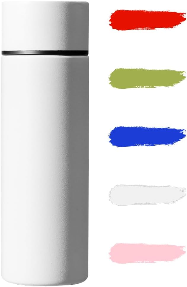 5 oz Mini Water Bottle Cute Water Bottle - Insulated Stainless Steel Bottle - Keeps Cold for 12 hours, Hot for 6 hours - White