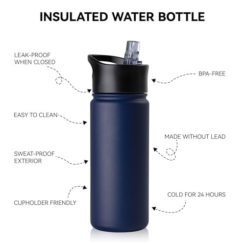 16 oz Insulated Water Bottle Bulk 4 Pack (4 Count)