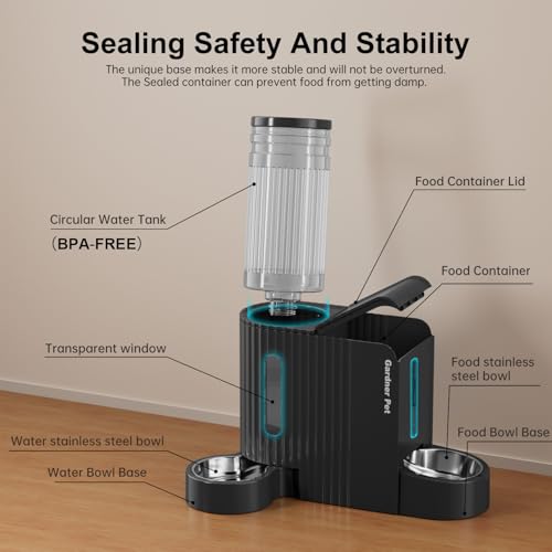 Automatic Gravity Cat Food Feeder and Water Dispenser Stainless Steel Two
