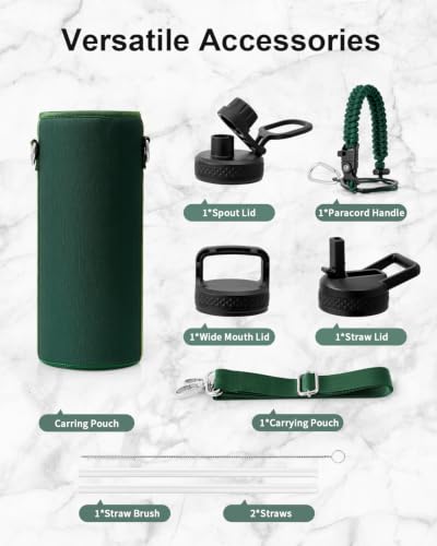 Water Bottle Insulated 40 oz with 3 Lids