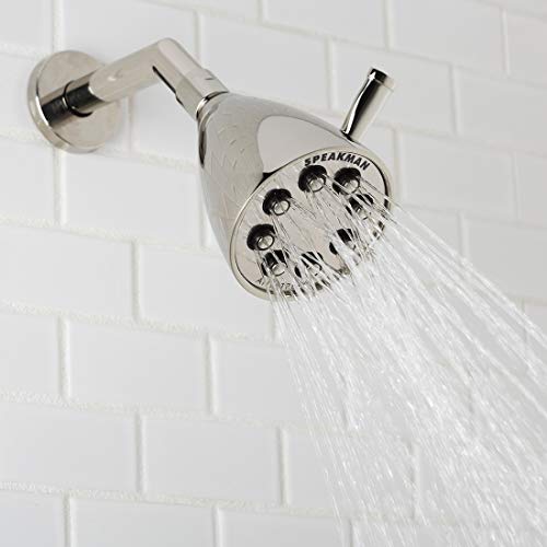 S-2251-PN Signature Icon Anystream High Pressure Adjustable Solid Brass Shower Head, Polished Nickel