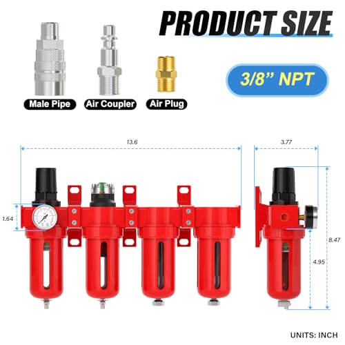 MEANLIN 3 8" NPT Industrial Grade 4 Stage Aluminum Air Drying System