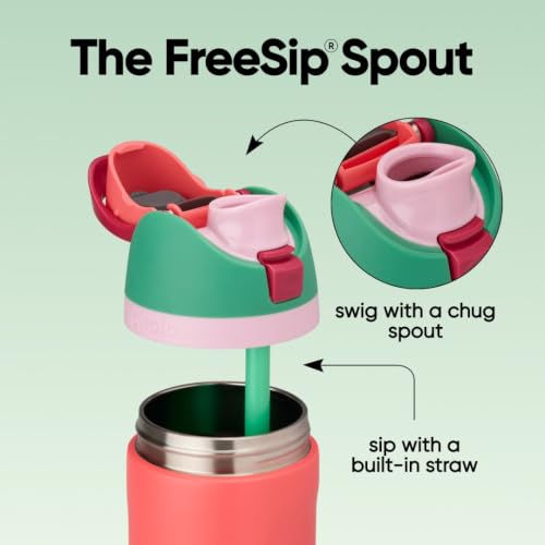 FreeSip Stainless Steel Water Bottle 24 oz Strawberry Fields