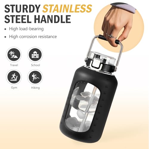 100 oz Glass Water Bottle with Straw