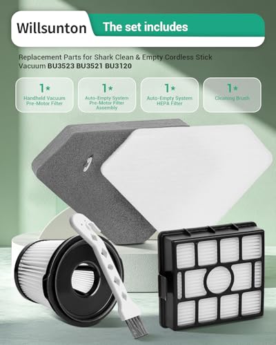 BU3521 HEPA Filter for Shark Clean Lightweight Cordless Stick Cleaner (4 Count)