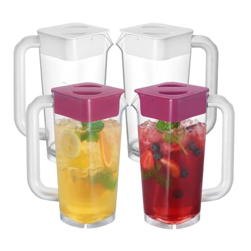 4 Pack 2L 68 oz Plastic Pitcher with Lid & Handle