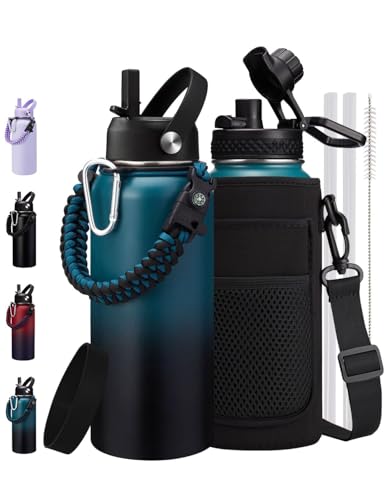 32/40/64 OZ Water Bottles with Straw - Auto Spout Lids, Cold 48H Hot 24H (9 Count)