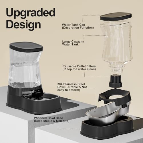 Automatic Dog Water Dispenser Gravity Stainless Steel Water Waterer Feeder