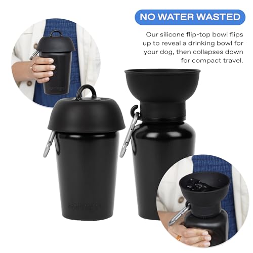 Springland 20oz Flip Portable Dog Water Bottle with Collapsible Bowl (20 Fl Oz)