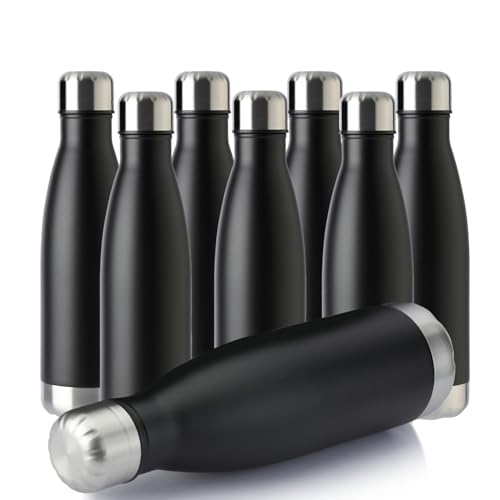 17oz Sport Water Bottle 8 Pack Vacuum Insulated Stainless Steel Leak (8 Count)