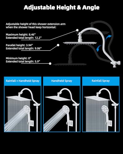 All Metal High Pressure Rainfall 10'' Shower Head with Handheld