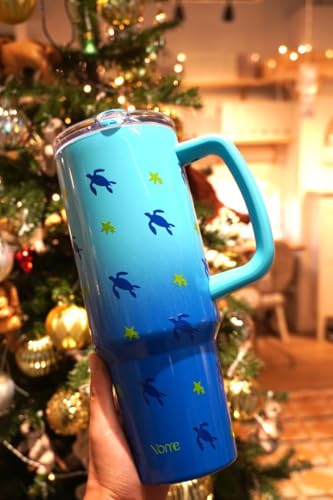 40 oz Sea Turtle Tumbler with Handle and Flip Straw for Women