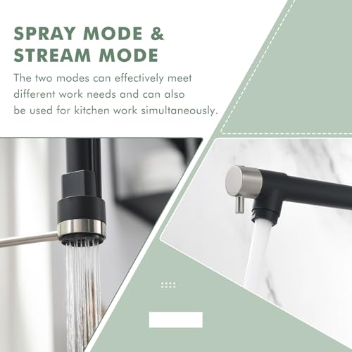 Kitchen Faucet with Pull Down Sprayer Brushed Nickel and Matte Black