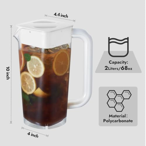 2 Pack Plastic Pitcher with Lid (2 Count)
