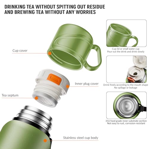 Double wall vacuum Leakproof stainless steel wide mouth insulated water bottle;tea tumbler with infuser