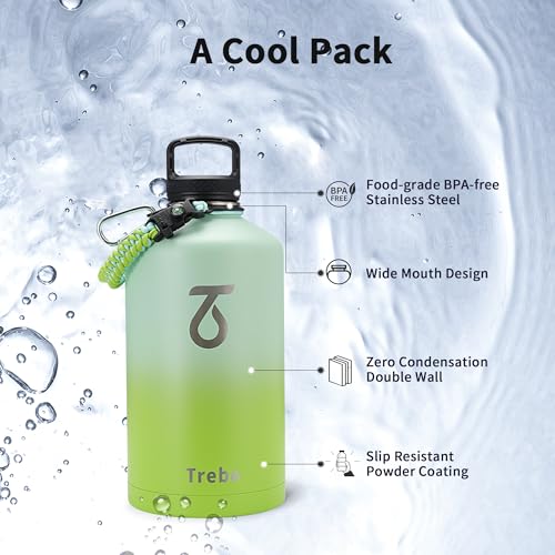 One Gallon Water Bottle Insulated with 3 Lids