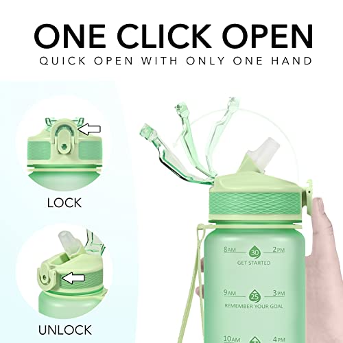 Plastic Water Bottle With Straw & Time Marker