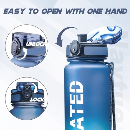 Water Bottle 32 oz Motivational Time Marker Tritan Bottle