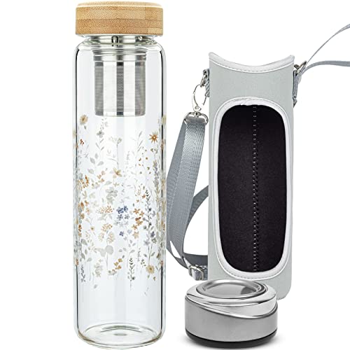 32oz Borosilicate Glass Water Bottle with Tea Infuser