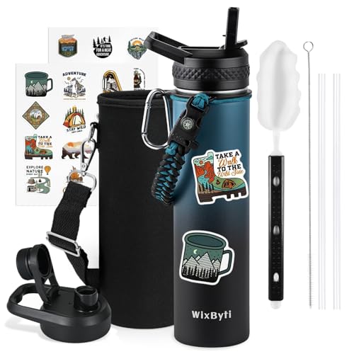 24 oz Insulated Water Bottle with Straw