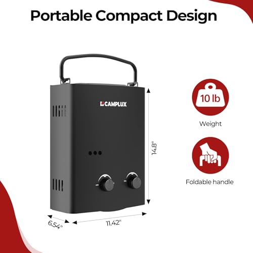 CAMPLUX 5L Portable Propane Gas Tankless Water Heater