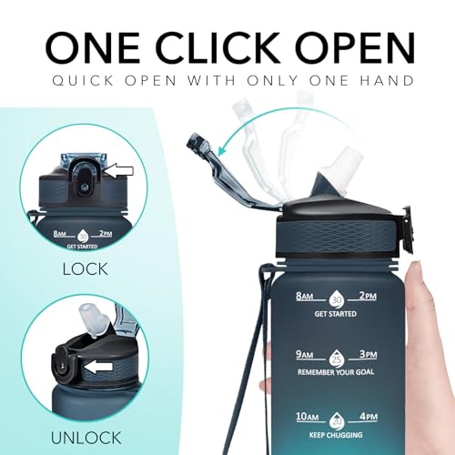 Plastic Water Bottle With Straw & Time Marker